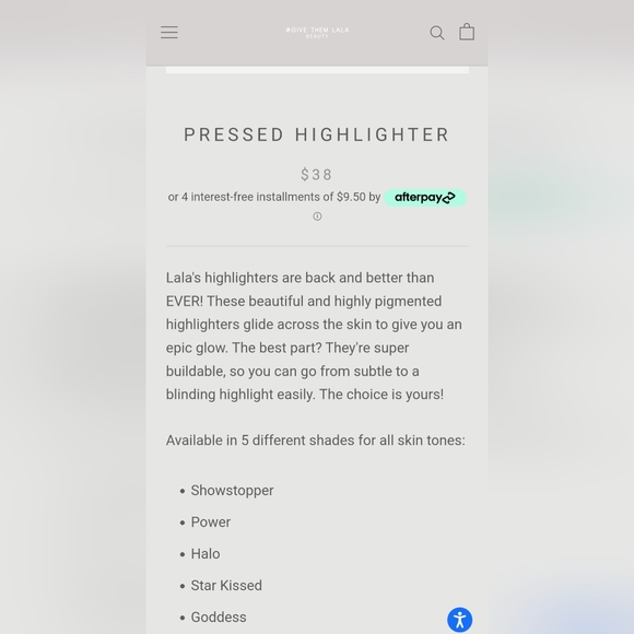 5/75$ GIVE THEM LALA BEAUTY Pressed Highlighter in Showstopper - Picture 3 of 13